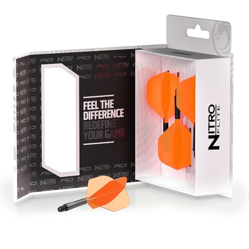 RED DRAGON Nitro Flite Dart Flights & Stem System No.2 Medium Black & Orange