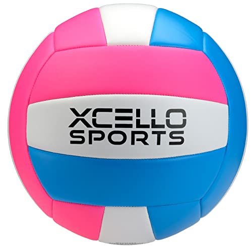 6 Pack Volleyballs with Pump - Pink/Blue and Grey/Blue, Standard Size