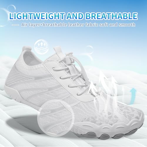 Water Shoes for Women Men - Breathable Non-Slip Athletic Footwear - White, Size 8-8.5 Women / 6-6.5 Men - Hiking & Water Sports
