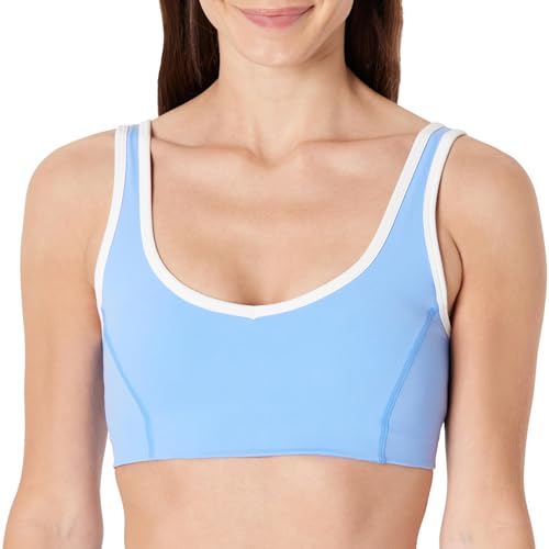 Women's Active Support Sports Bra with Removable Cups - Light Blue/White, Small