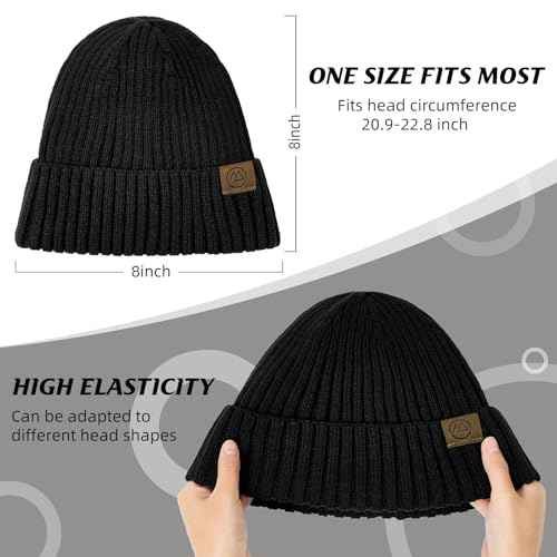 Durio Men Silk Lined Beanie - Unisex Winter Hats Double Layered Stylish Knited Cuffed Plain Hat Ski Snow Hat