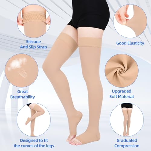 20-30mmHG Compression Stockings for Women & Men Thigh High Socks