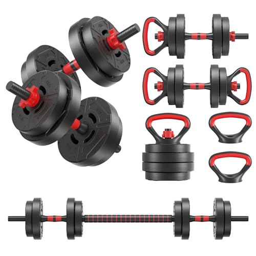 Fitvids Multi-Functional Portable Changeable Dumbbell and Barbell Kettlebell Set - Adjustable Weights