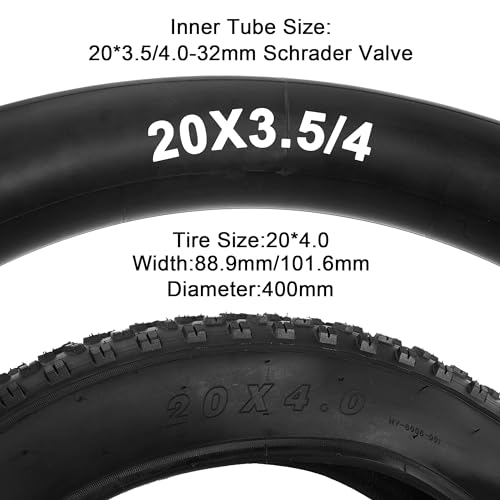 20x4.0/20x3.0 Foldable Fat Bike Tire and Inner Tube Set - Black 1 Pack