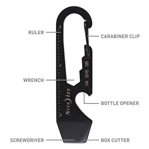 2 Pack Stainless Steel 5-in-1 Keychain Multi Tool with Bottle Opener and Carabiner Clip