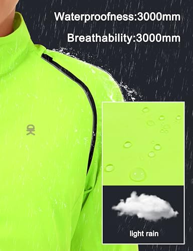 Women's Packable Rain Cycling Jacket with Removable Sleeves - Fluorescent Yellow, Medium