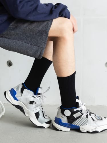 Men's Cotton Crew Socks - Athletic Lightweight Long Boot Socks 5 Pairs - Black 9-11