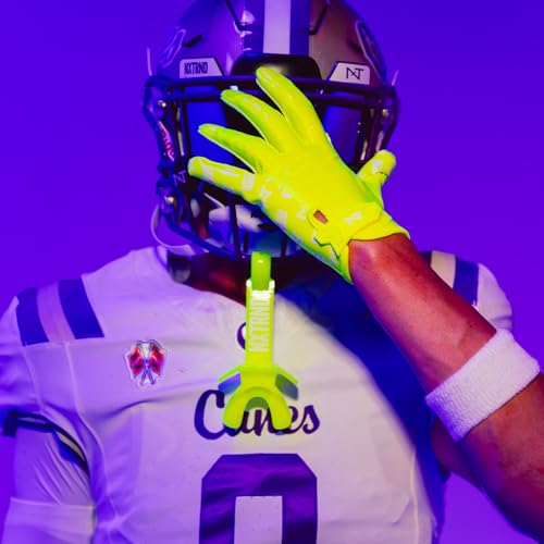Nxtrnd Neon Yellow Football Mouth Guard with Permanent Strap for Adults & Youth