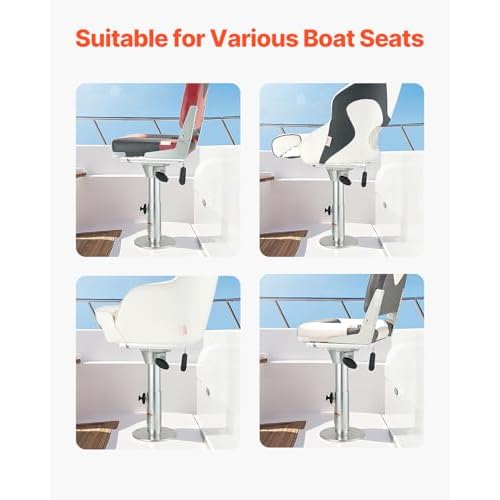 VEVOR Boat Seat Pedestal, Forward & Backward Sliding Adjustment, Aluminum Alloy Boat Chair Base with Slide, 5-inch Sliding Travel, Waterproof & Rust-resistant, Fit 2-7/8 Inch Diameter Pedestal Post