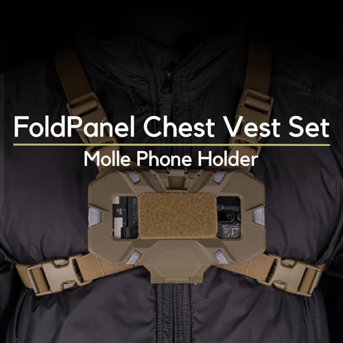 Let-Me-Be FoldPanel Chest Vest Set, Chest Rig Phone Mount for Plate Carrier Accessory Navigation Board, Outdoor Hiking Fishing Cycling Tactical Vest Wearable Phone Carrier for 4.7"-6.7" Screen (Black)