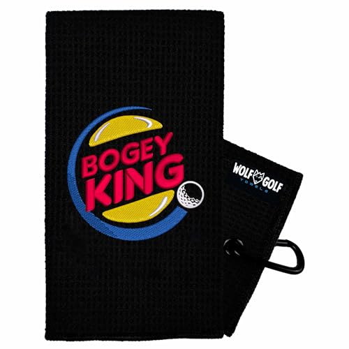 Wolf Golf Towels Bogey King Golf Towel - Embroidered USA, 16x21.5 Inches, Heavy Duty Microfiber for Clubs & Balls