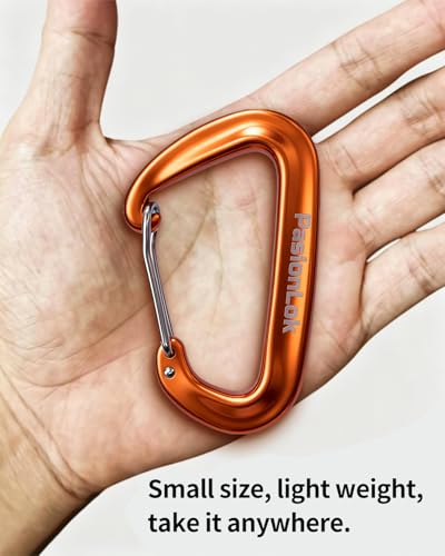 Orange Heavy Duty Aluminum Carabiner Clips 12KN Bulk 4 Pack for Keys & Outdoor Use
