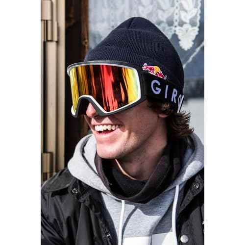 Giro Blok Ski Goggles - Snowboard Goggles for Men & Youth - White Wordmark Strap with Vivid Ember Lens