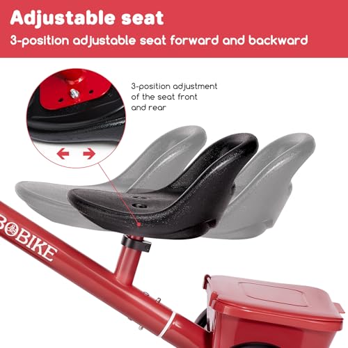 Toddler Tricycle with Glowing LED Wheels & Adjustable Seat - Red