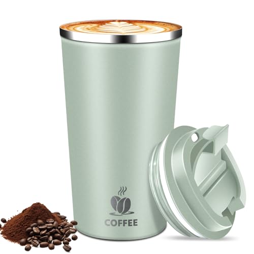 Agave Green 17oz Insulated Travel Coffee Mug with Flip Lid - Leakproof Stainless Steel Tumbler for Hot & Cold Drinks