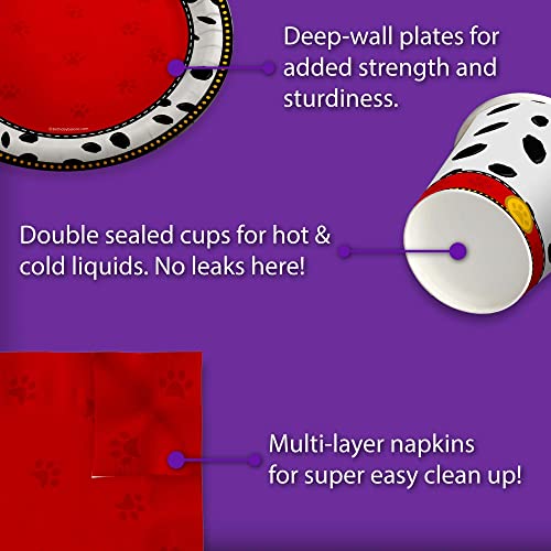 Dalmatians Birthday Party Supplies Set - Plates Napkins Cups for 16 - Themed Tableware Kit with Playful Graphics