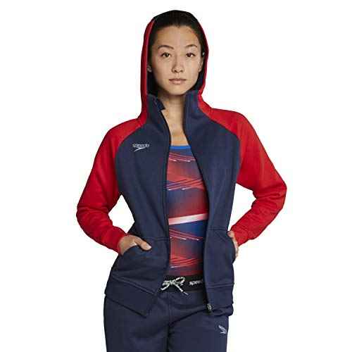 Speedo Women's Sweatshirt Full Zip Hooded Jacket Team Warm Up