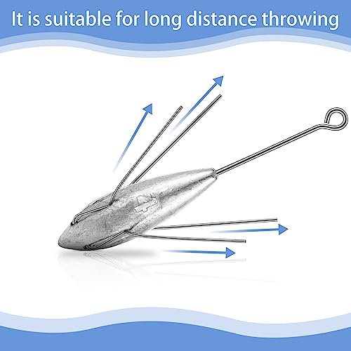 8 oz Surf Fishing Sinker Sinkers - 5 Pcs Durable Stainless Steel Weights