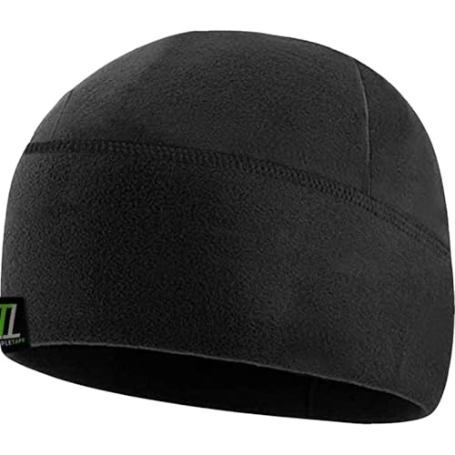 Temple Tape Tactical Fleece Watch Cap Beanie Black One Size - Winter Skull Hat for Men and Women