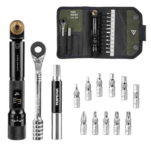 Topeak Torq Rocket MiniX Torque Wrench ? 1?6 Nm Adjustable Ratcheting Bike Tool with 11 Bits, Tire Lever & Carry Case ? Compact Precision Torque Wrench for Road, MTB & Gravel Bikes