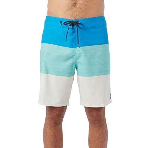 O'NEILL Mens Hyperfreak Heat Block Swim Trunks - 19 Inch Inseam Fixed Waist Performance Boardshorts for Men,Aqua Wash,30