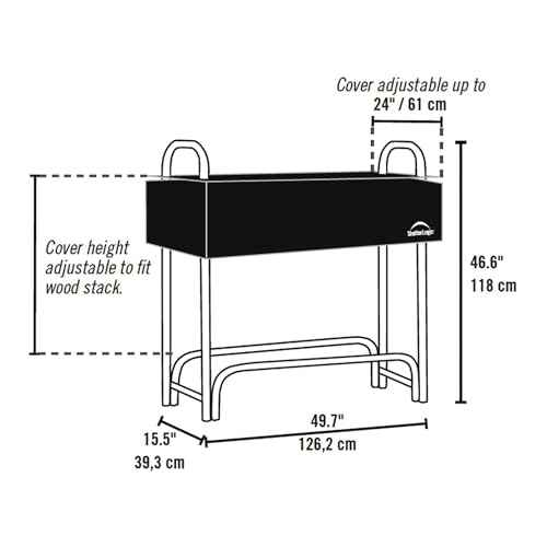 ShelterLogic 4' Adjustable Heavy Duty Outdoor Firewood Rack with Steel Frame Construction and Water-Resistant Cover