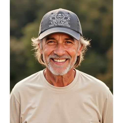 Happy 65th Birthday Hat for Men Women - 1961 Celebration Party Accessory Grey / A