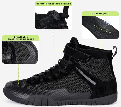 Men's Wrestling Shoes Boxing Boots - 10 Wide Black