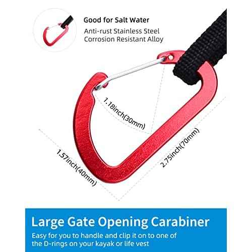 OCEANBROAD Kayak Paddle Leash Stretchable Strap Lanyard Rope for SUP Kayaking Boating Canoeing Fishing Pole Rod 4-7 Feet