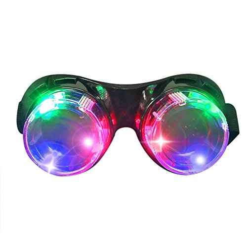 Luwint Colorful Flashing Glasses LED Steampunk Goggles - Light Up Glasses for Halloween Christmas Birthday Party Rave Cosplay Costume Show (Black)