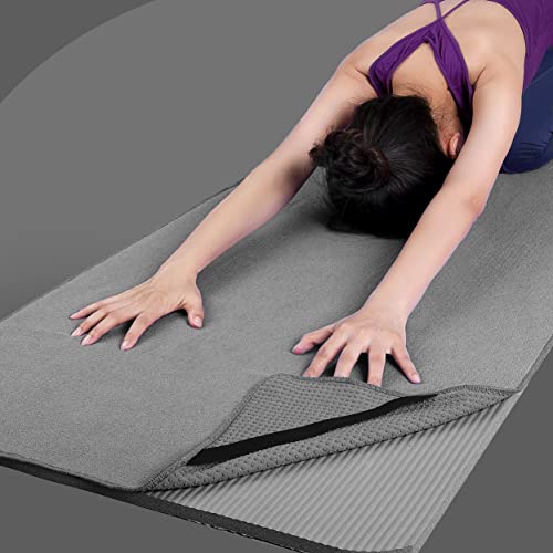 Polyte Microfiber Yoga Towel - Non Slip, 24x72 in, Gray