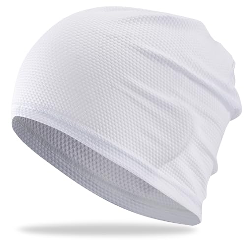 White Cooling Skull Cap for Men and Women - Breathable Mesh Beanie - 1pcs