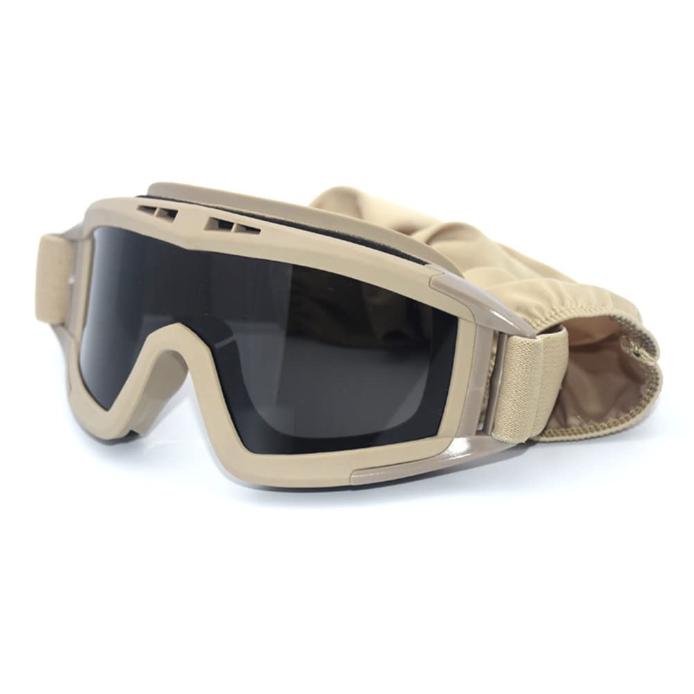 HARGLESMAN Airsoft Goggles Tactical Safety Goggles Anti Fog Glasses with Interchangeable Lenses Hunting Cycling Paintball (Sand)