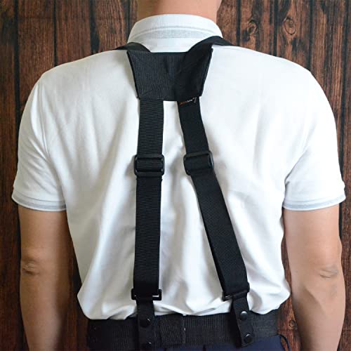 Nylon Police Suspenders for Duty Belt Tactical Harness with 4 Loops Black