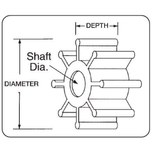 Jabsco Impeller Kit - 8 Blade - Neoprene - 2-9/16" Diameter x 3" W, 5/8" Shaft Diameter