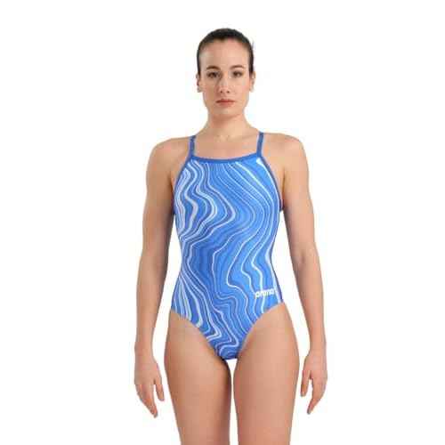 ARENA Women's Performance Marbled Sports Swimsuit Light Drop Back Bathing Suit