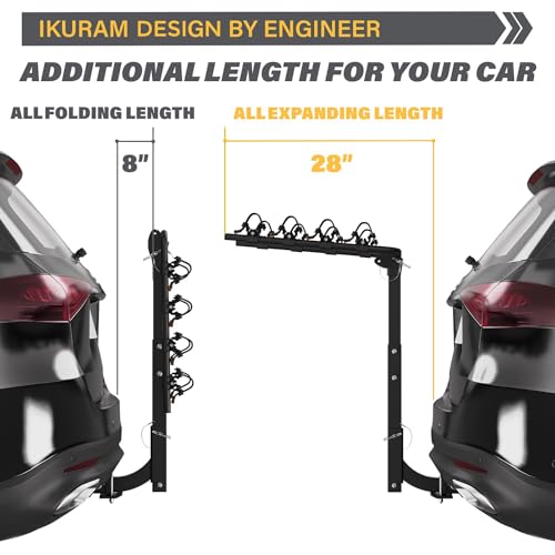 IKURAM R 4 Bike Rack Bicycle Carrier Racks Hitch Mount Double Foldable Rack for Cars, Trucks, SUV's and minivans with a 2" Hitch Receiver