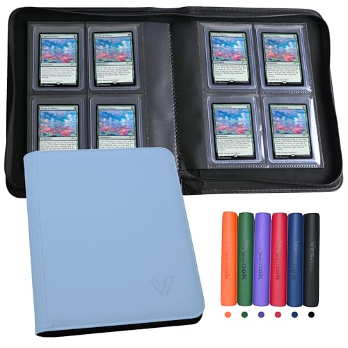 Sky Blue 4-Pocket Toploader Binder for 128 3x4 Rigid Trading Cards