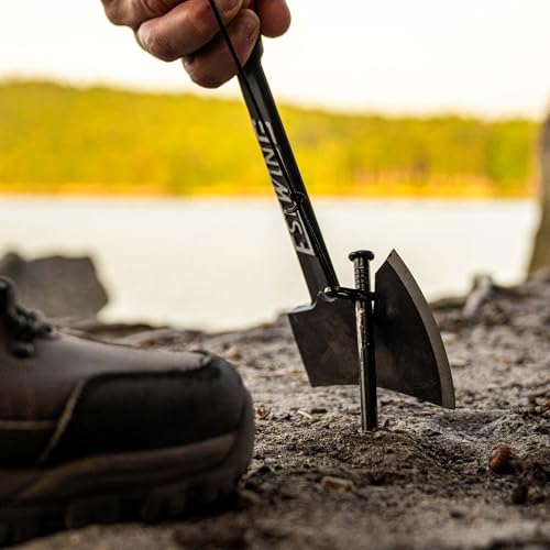 Estwing Camper's Axe 14-Inch Blue Hatchet with Stake Puller - Fully Forged Steel