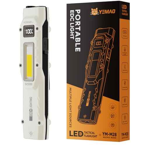 Flat Flashlights Rechargeable Small Tactical Flashlight with Clip,Stainless Steel EDC Led Light with Digital Display,880 Lumen Pocket Flashlight Dual-Switches13 Modes for Home Use,Outdoor and Work