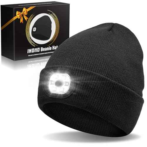 Gifts for Men Women, Stocking Stuffers for Adults Men Unisex Beanie with Light, Dad Mens Gifts for Christmas, Unique Gifts for Dad Him Husband Grandpa Black