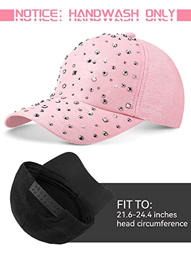 Rhinestone Baseball Cap for Women & Men - Black & Pink 2 Pack