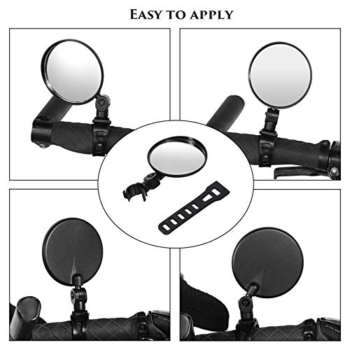 2 Pcs Bicycle Rearview Mirrors Adjustable 360° Rotatable Handlebar Wide Angle Convex Safety