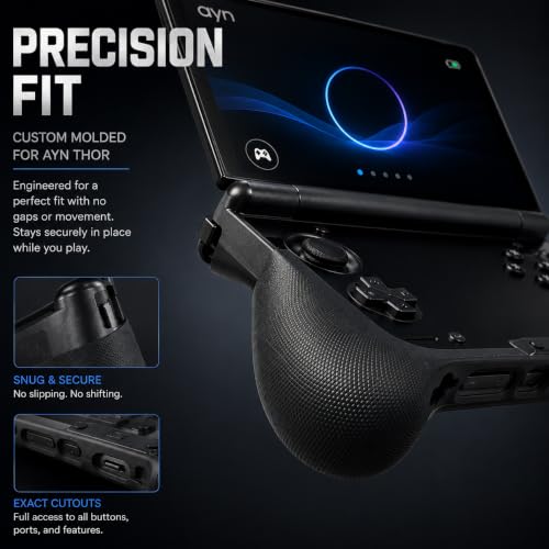 Ayn Thor Handheld Gaming Console Grip Case Black - Ergonomic TPU Cover with Thick Handles