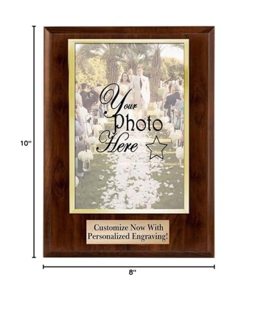 Crown Awards Personalized Photo Plaques - Vertical Slide-In Photo Frame Plaque Gift With Custom Engraving, Holds 5x7 Photo