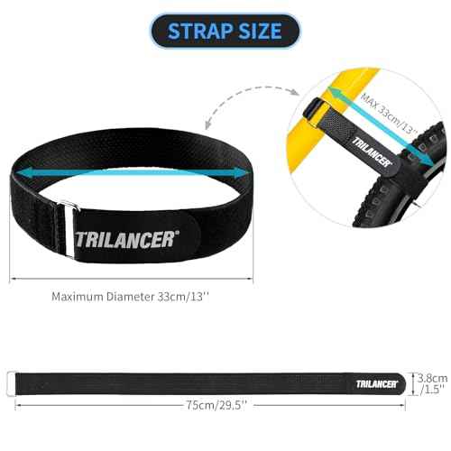 Trilancer Bike Rack Straps, 4-Pack Adjustable Bike Wheel Stabilizer Strap with Hook and Loop for Car and Wall Mount, for Transportation and Storage (29.5'' x 1.5'')