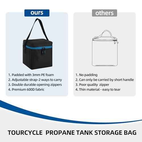 1 LB Propane Tank Storage Bag with Padding, Mini Propane Cylinder Carry Case to Hold 4 Pcs Small Gas Tank, Portable 16 OZ Gas Cylinder Holder with Strap, Bag Only