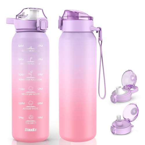 Purple Pink 32oz Double Wall Insulated Water Bottle with Handle - BPA Free, Leakproof, Travel-Friendly