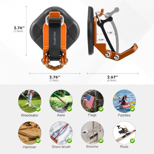 MagitcSee 4 Pack Magnetic Shovel Holders for Truck & RV, No-Drill Heavy Duty Tool Mount Orange