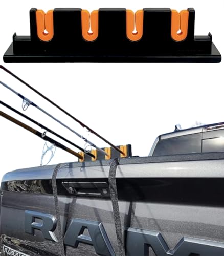 Fishing Rod Holder for Truck Tailgate - Secure 4 Rods with Foam & Straps